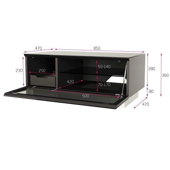 Elements Small Glass TV Stand With 1 Glass Door In Black_4