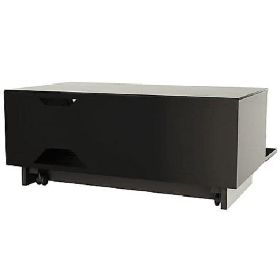 Elements Small Glass TV Stand With 1 Glass Door In Black_2