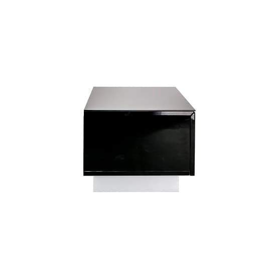 Elements Small Glass TV Stand With 1 Glass Door In Black_3