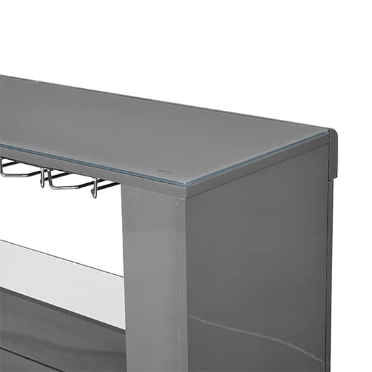 Fiesta High Gloss Bar Table Unit In Grey With LED Lighting_7