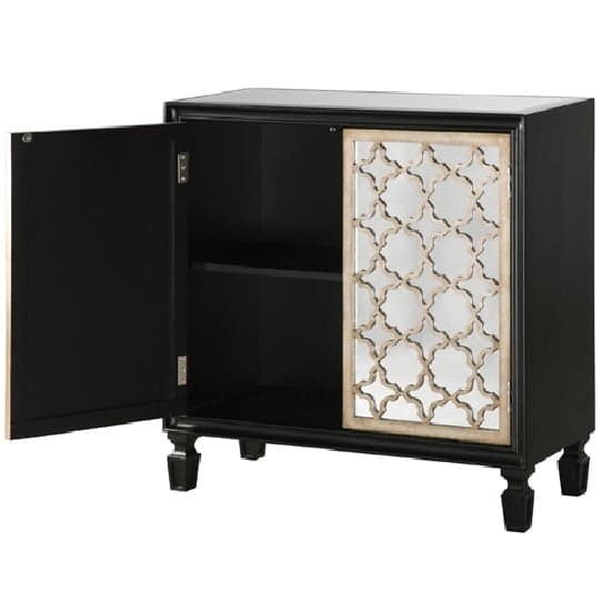 Kansas Storage Cabinet In Gloss Black With Mirrored Fronts Top_5