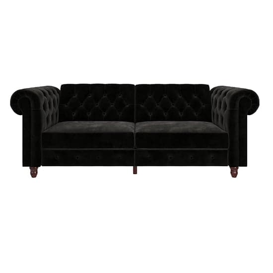 Flex Velvet Sofa Bed With Wooden Legs In Black_5