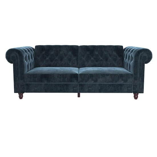 Flex Velvet Sofa Bed With Wooden Legs In Blue_5