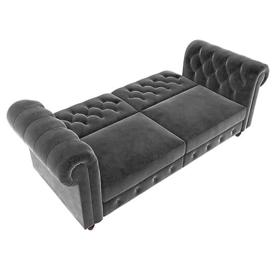 Flex Velvet Sofa Bed With Wooden Legs In Grey_5