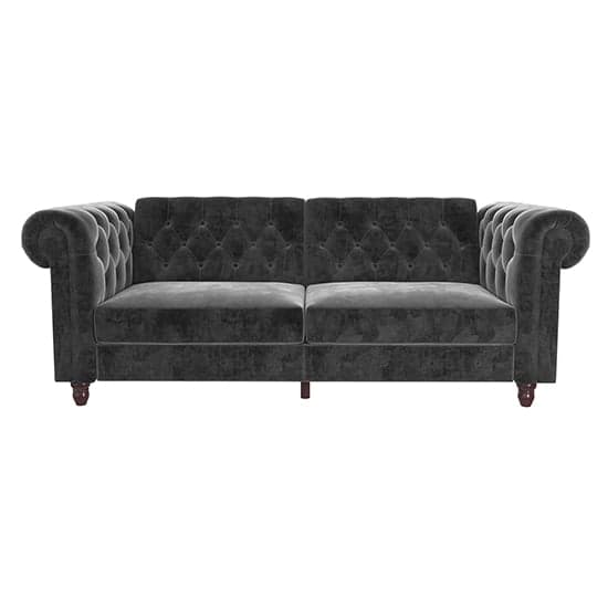 Flex Velvet Sofa Bed With Wooden Legs In Grey_6