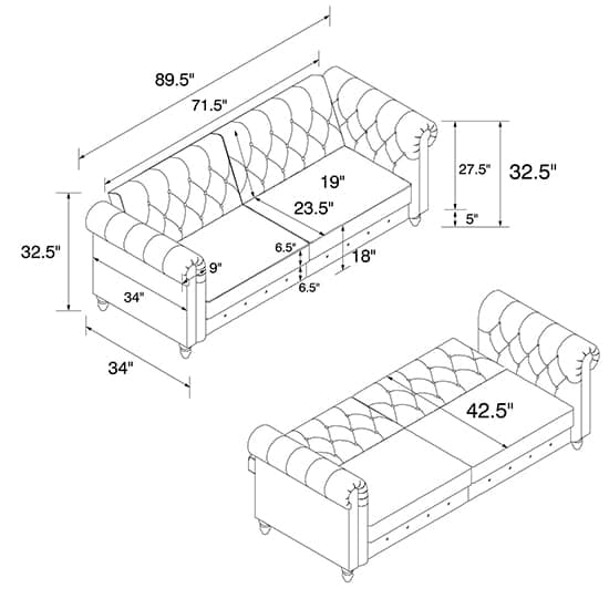 Flex Velvet Sofa Bed With Wooden Legs In Grey_9