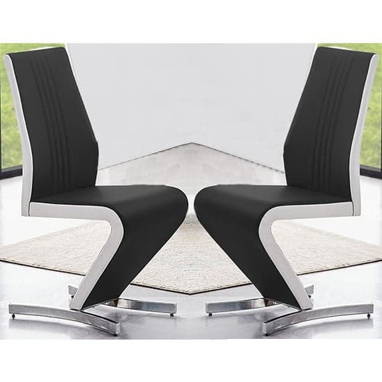 Gia Black And White Faux Leather Dining Chairs In Pair_1