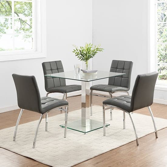 Hartley Glass Bistro Table With 4 Grey Coco Chairs_1