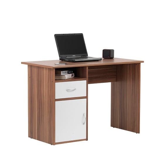 Cabrini Computer Work Station In Walnut And White With 1 Door_1