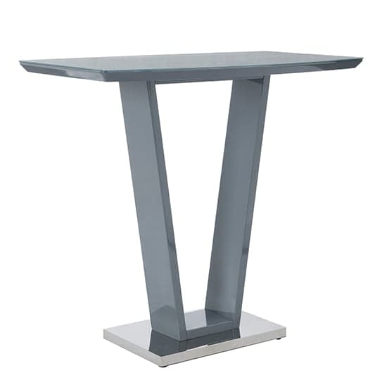 Ilko High Gloss Bar Table Rectangular Glass Top In Grey Furniture in