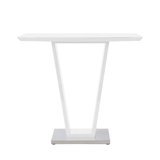 Ilko High Gloss Bar Table Rectangular Glass Top In White Furniture in