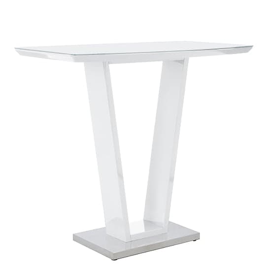 Ilko High Gloss Bar Table Rectangular Glass Top In White Furniture in