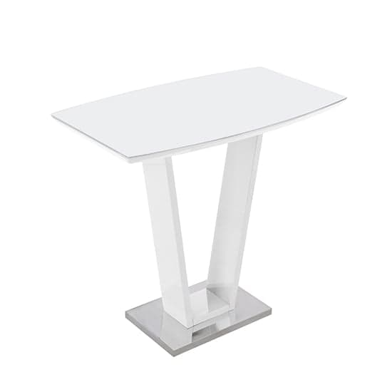 Ilko High Gloss Bar Table Rectangular Glass Top In White_7