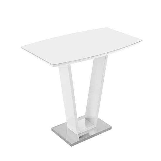 Ilko High Gloss Bar Table Rectangular Glass Top In White Furniture in