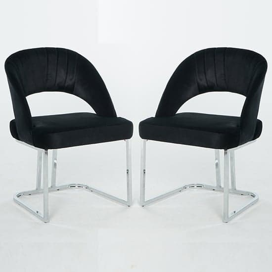 Isleworth Black Velvet Dining Chairs In Pair_1