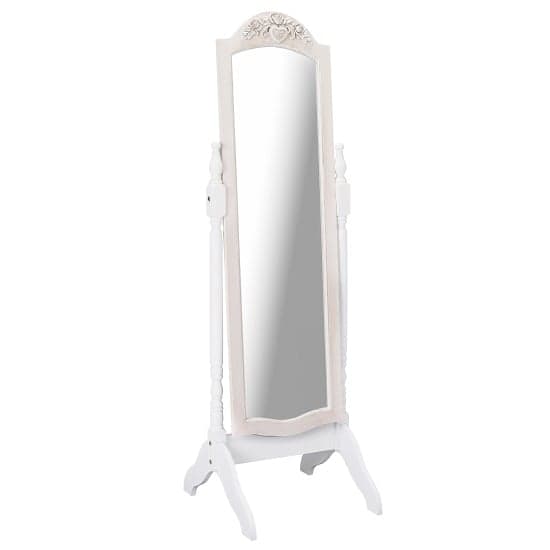 Jedburgh Cheval Floor Mirror In White And Distressed Effect Wooden_1