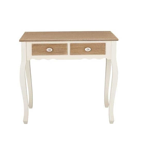 Jedburgh Console Table In Distressed Wooden Top And Cream Legs_2