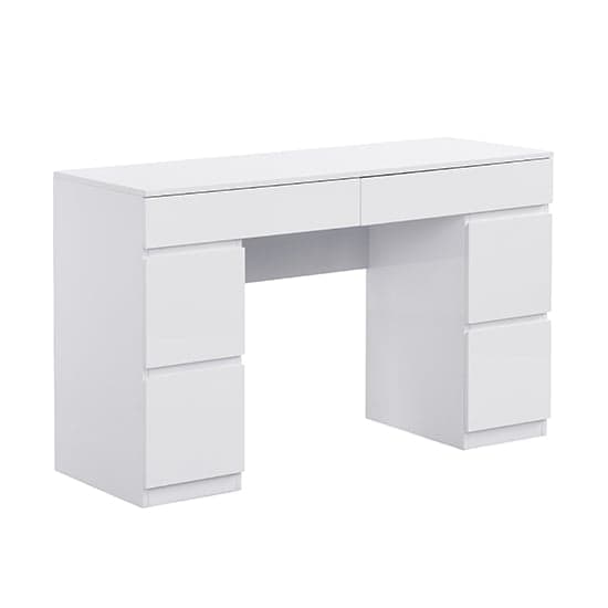 Jenson High Gloss Dressing Table With 6 Drawers In White_3