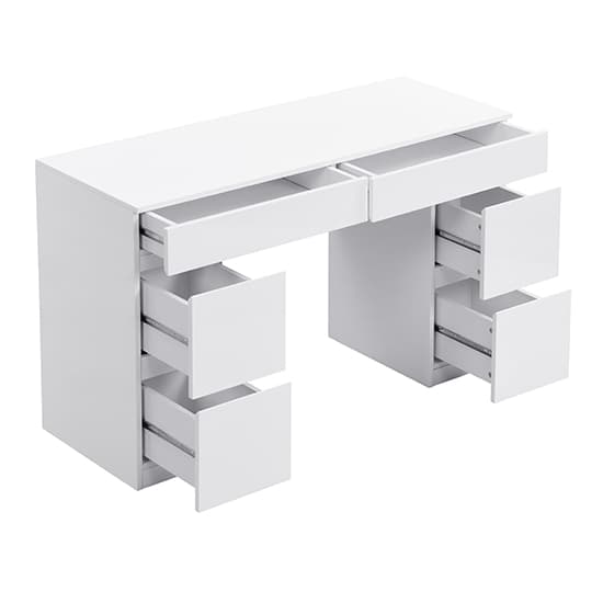 Jenson High Gloss Dressing Table With 6 Drawers In White_4
