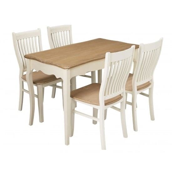 Jedburgh Wooden 4 Seater Dining Set In Cream And Pine_1