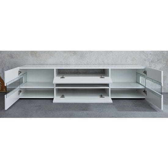 Kirsten High Gloss TV Stand In White With LED Lighting_5