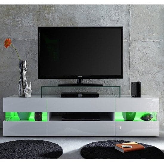 Kirsten High Gloss TV Stand In White With LED Lighting_8