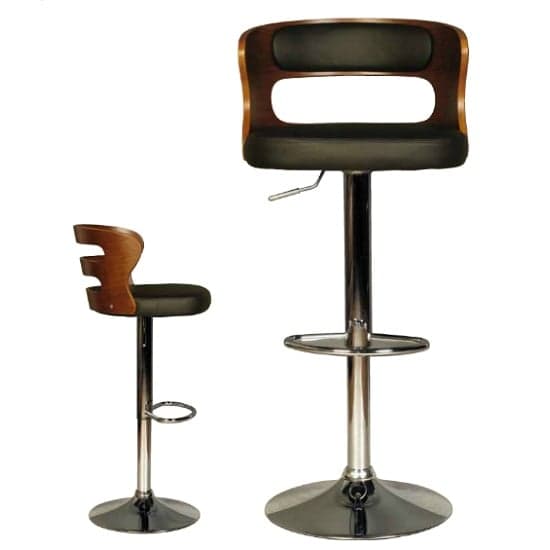 Alston Bar Stool In Walnut And Black PU With Chrome Base_2