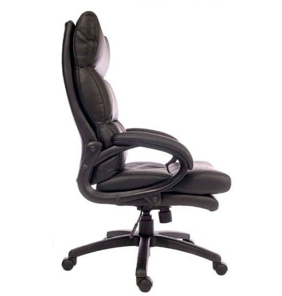 Huxley Home Office Chair In Black Faux Leather With Castors_2