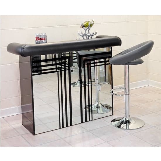 Manhattan Mirrored Bar Table With Faux Leather Arm Rest_4