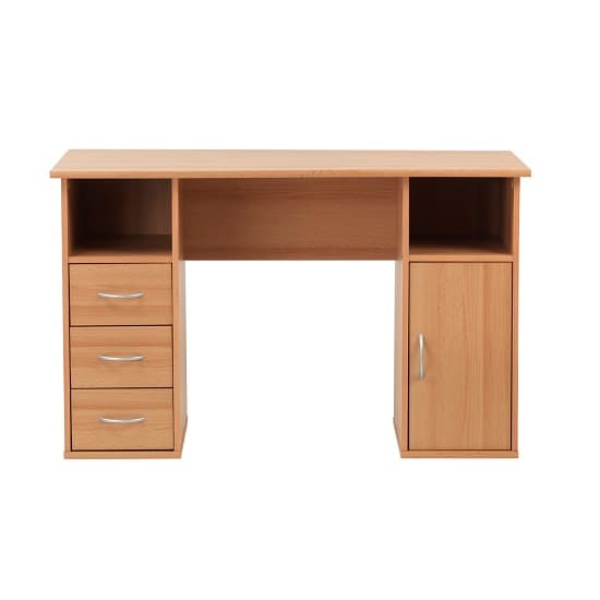 Tunisia Wooden Computer Table In Beech Effect With 3 Drawers_3