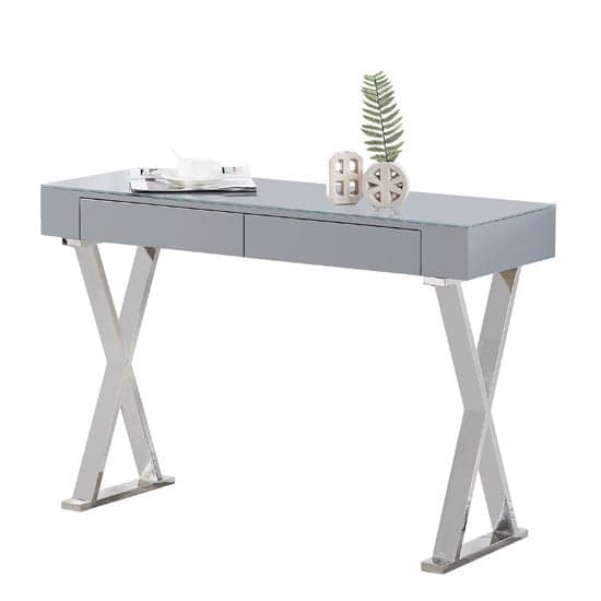 Mayline Glass Top High Gloss Console Table In Grey_2