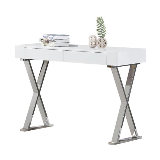 Mayline High Gloss Console Table In White_2