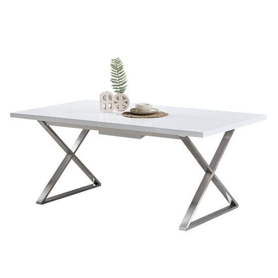 Mayline Extending High Gloss Dining Table In White_5