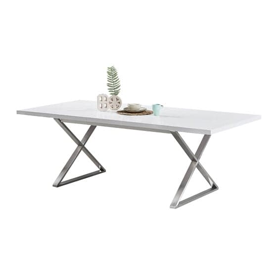 Mayline Extending High Gloss Dining Table In White_3