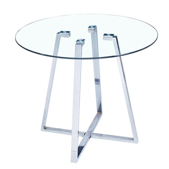 Melito Round Clear Glass Top Dining Table With Chrome Legs