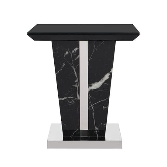 Memphis Gloss Lamp Table In Milano Marble Effect With Glass Top_3