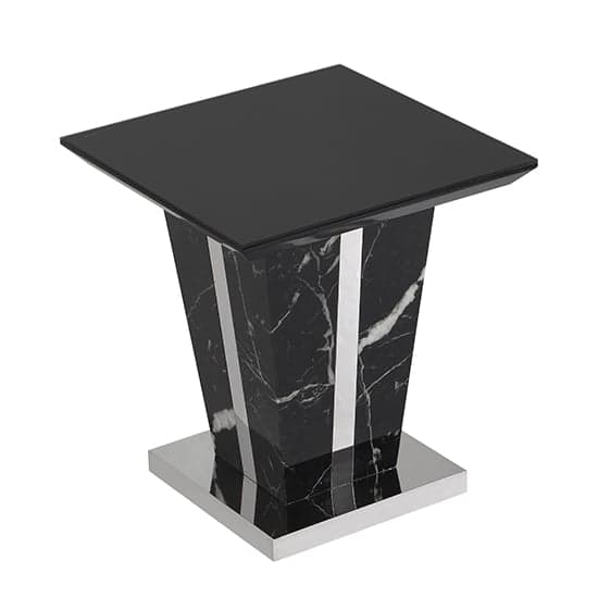 Memphis Gloss Lamp Table In Milano Marble Effect With Glass Top_5