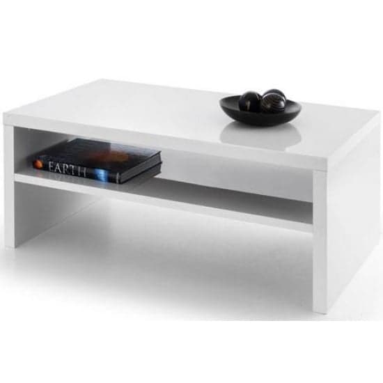 Maelie Coffee Table In White High Gloss With UnderShelf_1