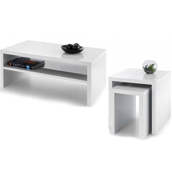Maelie Coffee Table In White High Gloss With UnderShelf_2
