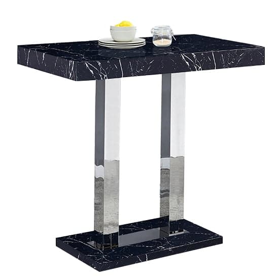 Milano Marble Effect Gloss Bar Table With 4 Ripple White Stools_3