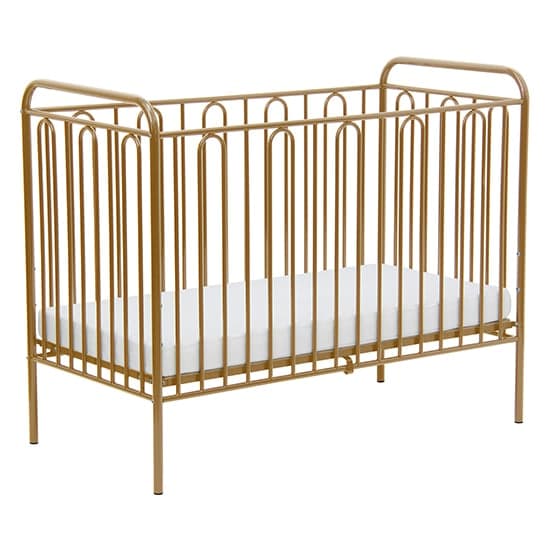 Nutkin Vintage Metal Baby Cot Bed In Gold