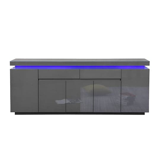 Odessa Grey High Gloss Sideboard With 5 Door 2 Drawer And LED_4