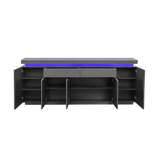 Odessa Grey High Gloss Sideboard With 5 Door 2 Drawer And LED_5