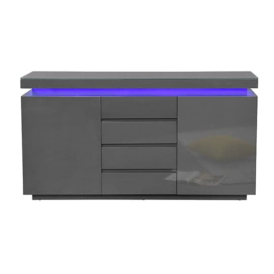 Odessa Grey High Gloss Sideboard With 2 Door 4 Drawer And LED_4