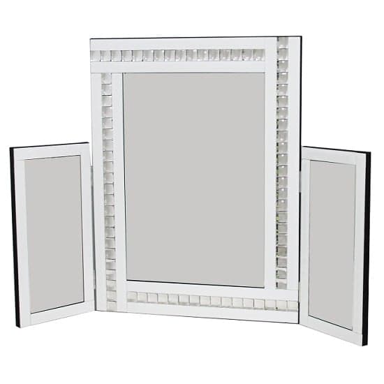 Elena Dressing Table Mirror In White With Acrylic Crystal Detail_1