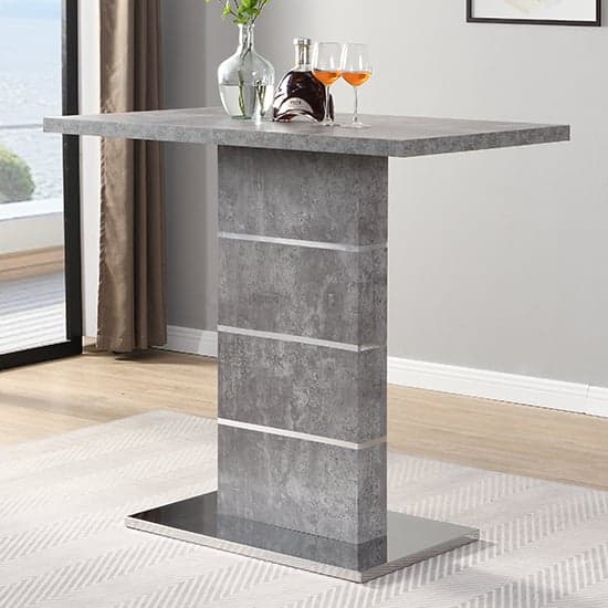 Parini Concrete Effect Bar Table With 4 Ripple White Stools_2