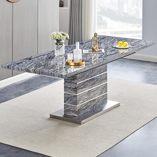 Parini Extendable Dining Table Small In Melange Marble Effect_2