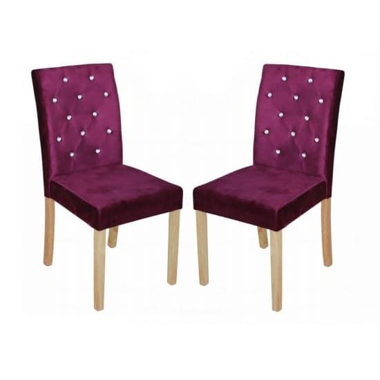 Kilcon Dining Chair In Purple Velvet And Diamante in A Pair_1