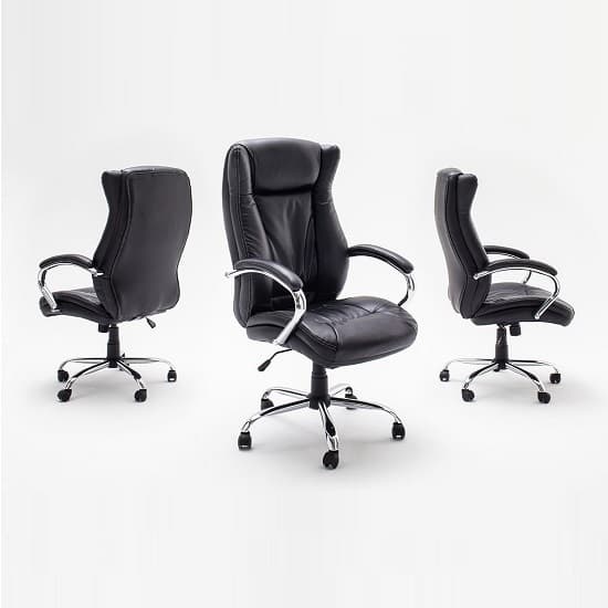 Epsom Home Office Chair In Black Faux Leather With Armrests Furniture