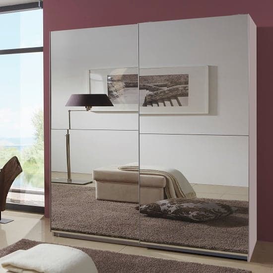 Quest Robe Sliding Wardrobe And Two Full Mirrors In White Wood
